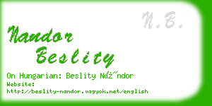 nandor beslity business card